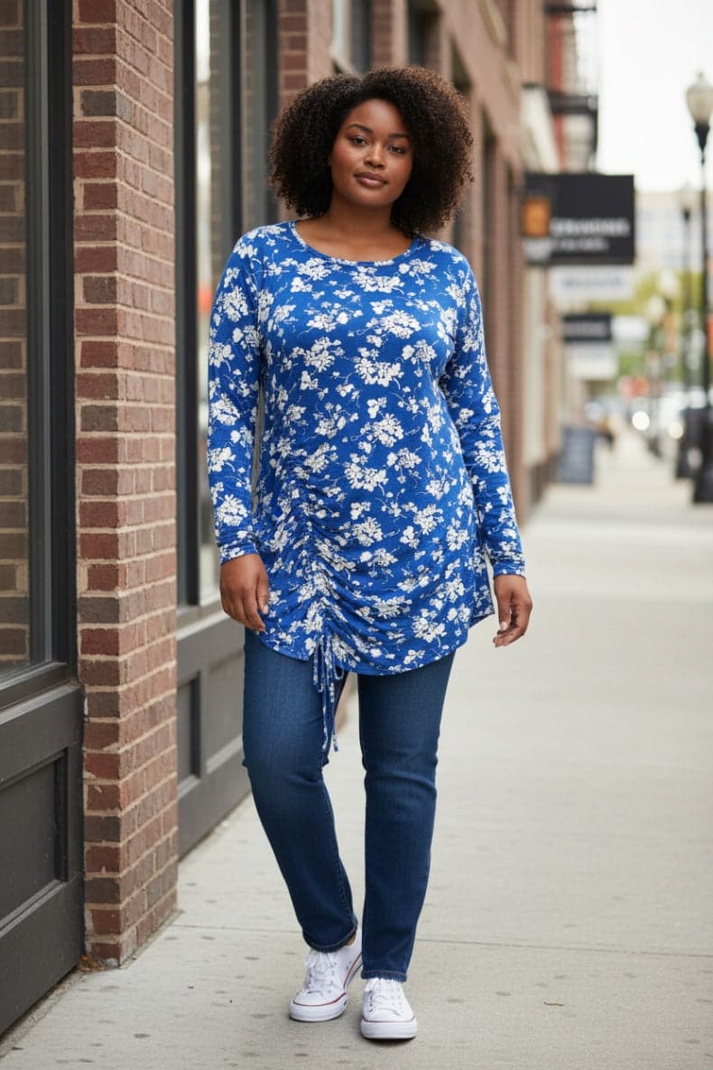 Lane Bryant Blue & White Floral Top - Thumbnail 9