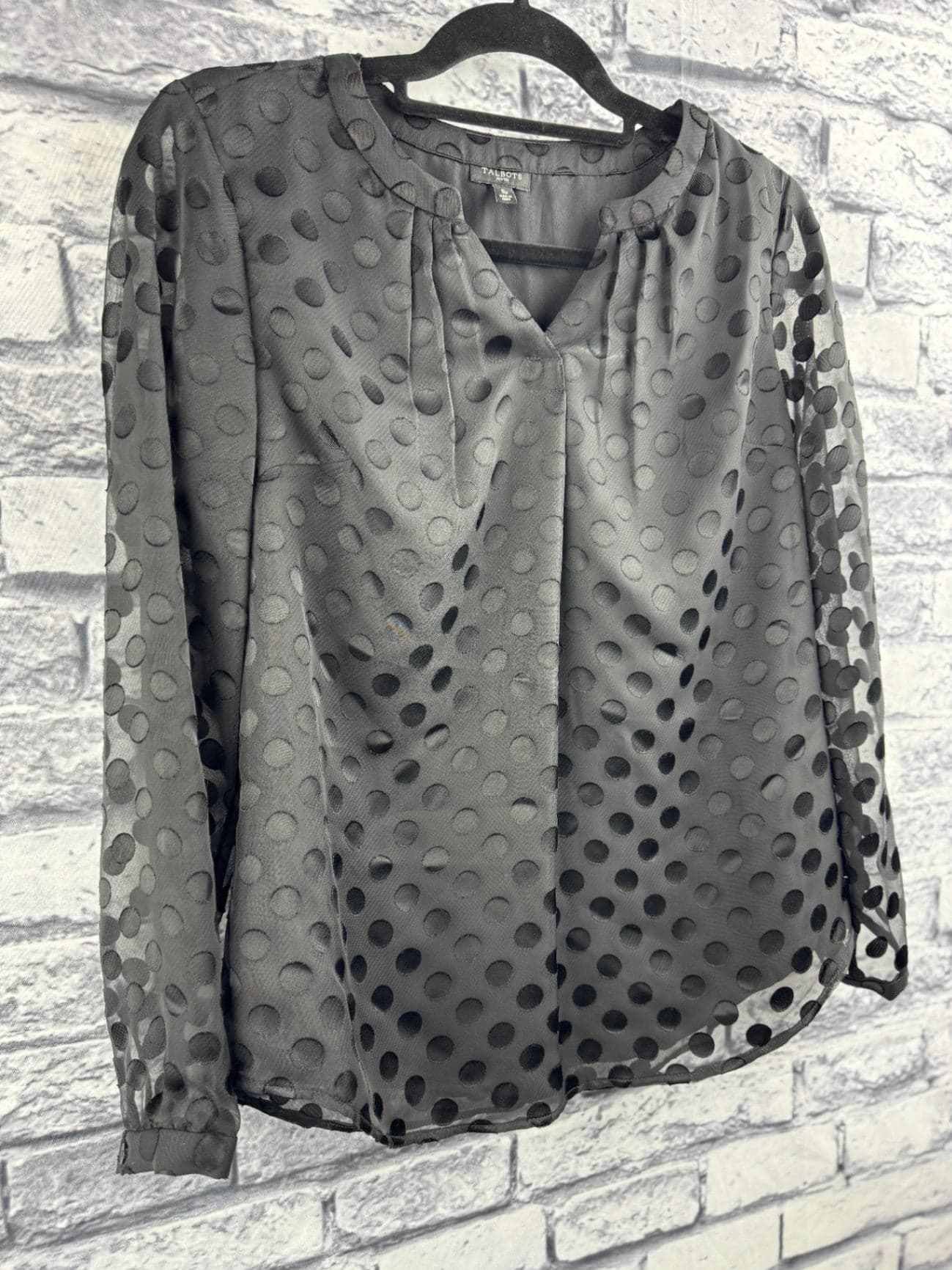 Talbots Black Polka Dot Blouse - Thumbnail 2
