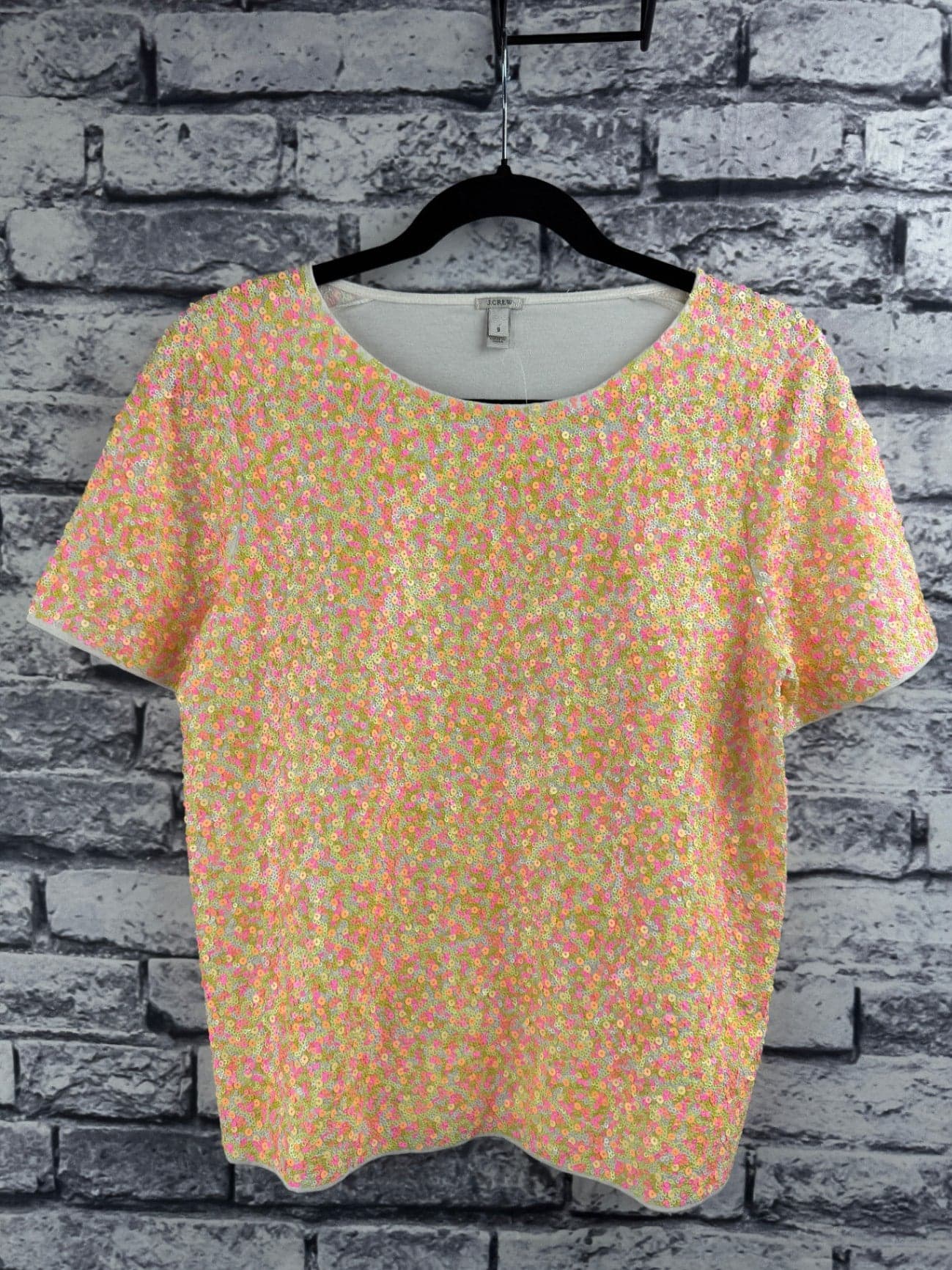 J. Crew Neon Sequin Short Sleeve Top - Image 1