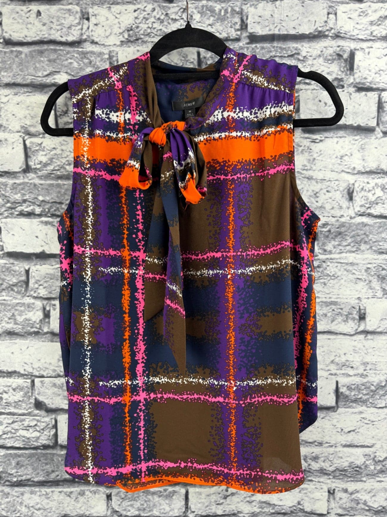 J. Crew Plaid Tie-Neck Blouse - Image 1