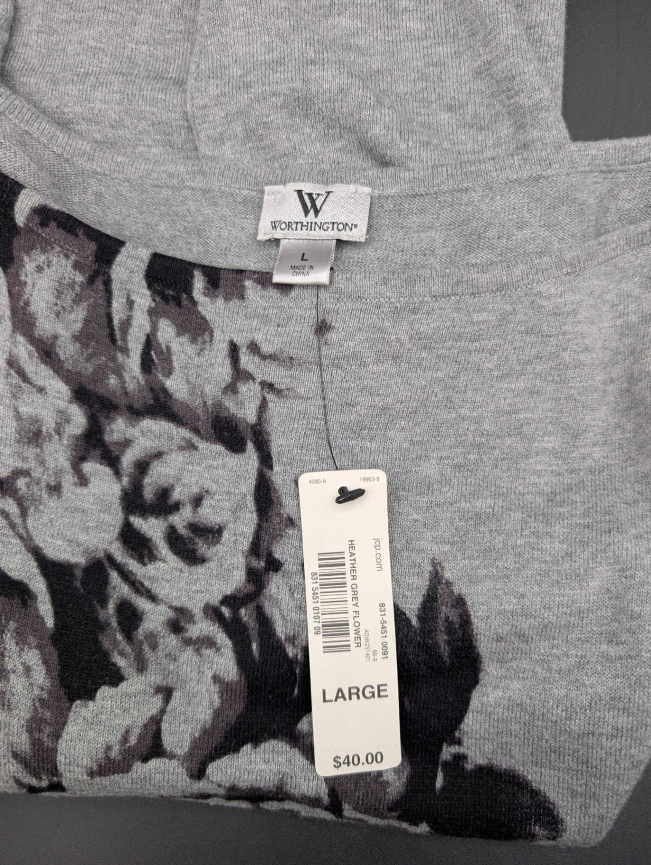 Worthington Gray Floral Sweater - Thumbnail 4