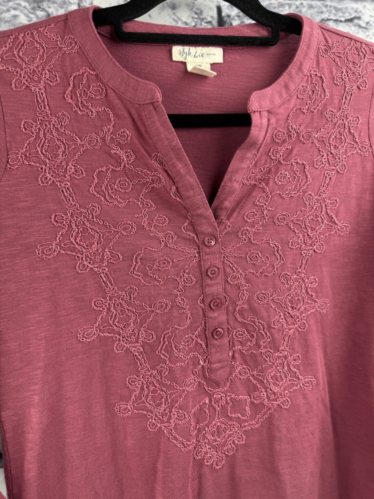 Style & Co. Raspberry Embroidered Shirt - Thumbnail 2