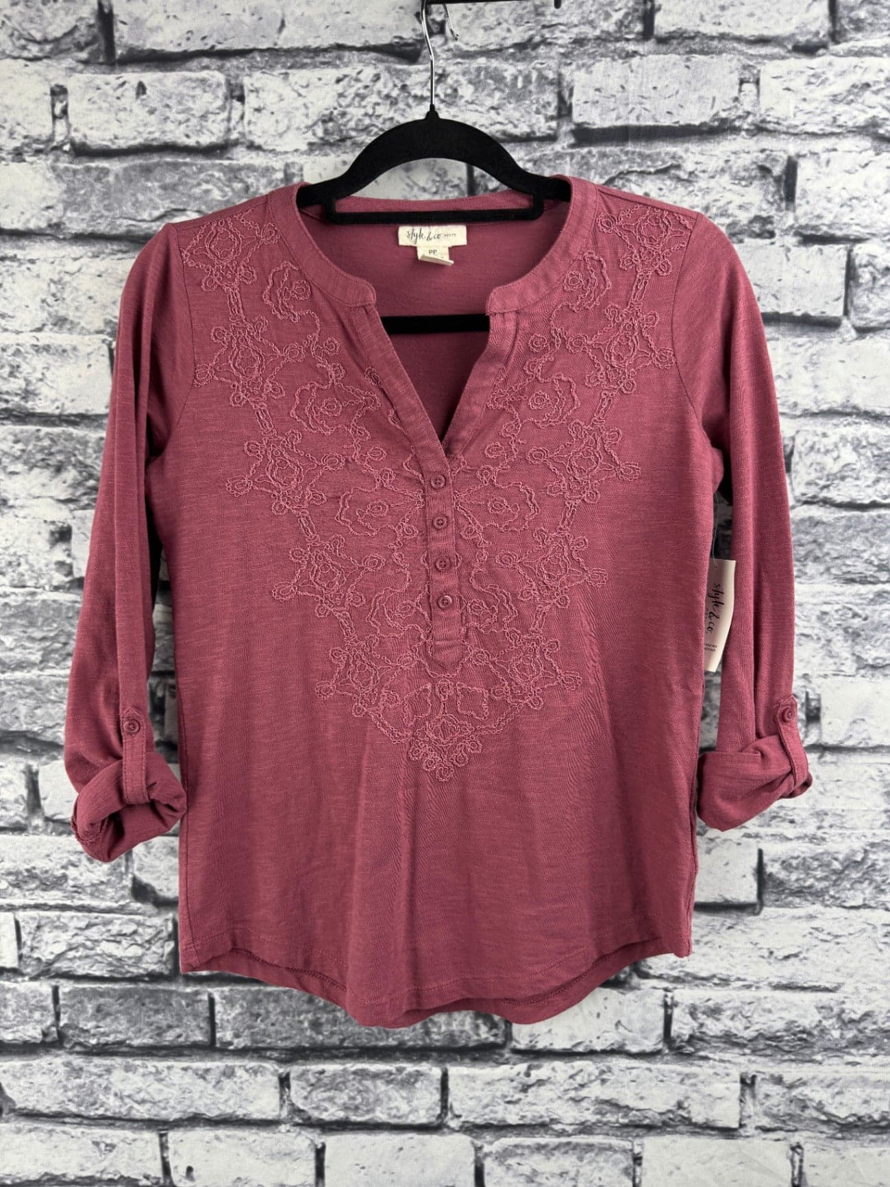 Style & Co. Raspberry Embroidered Shirt - Image 1