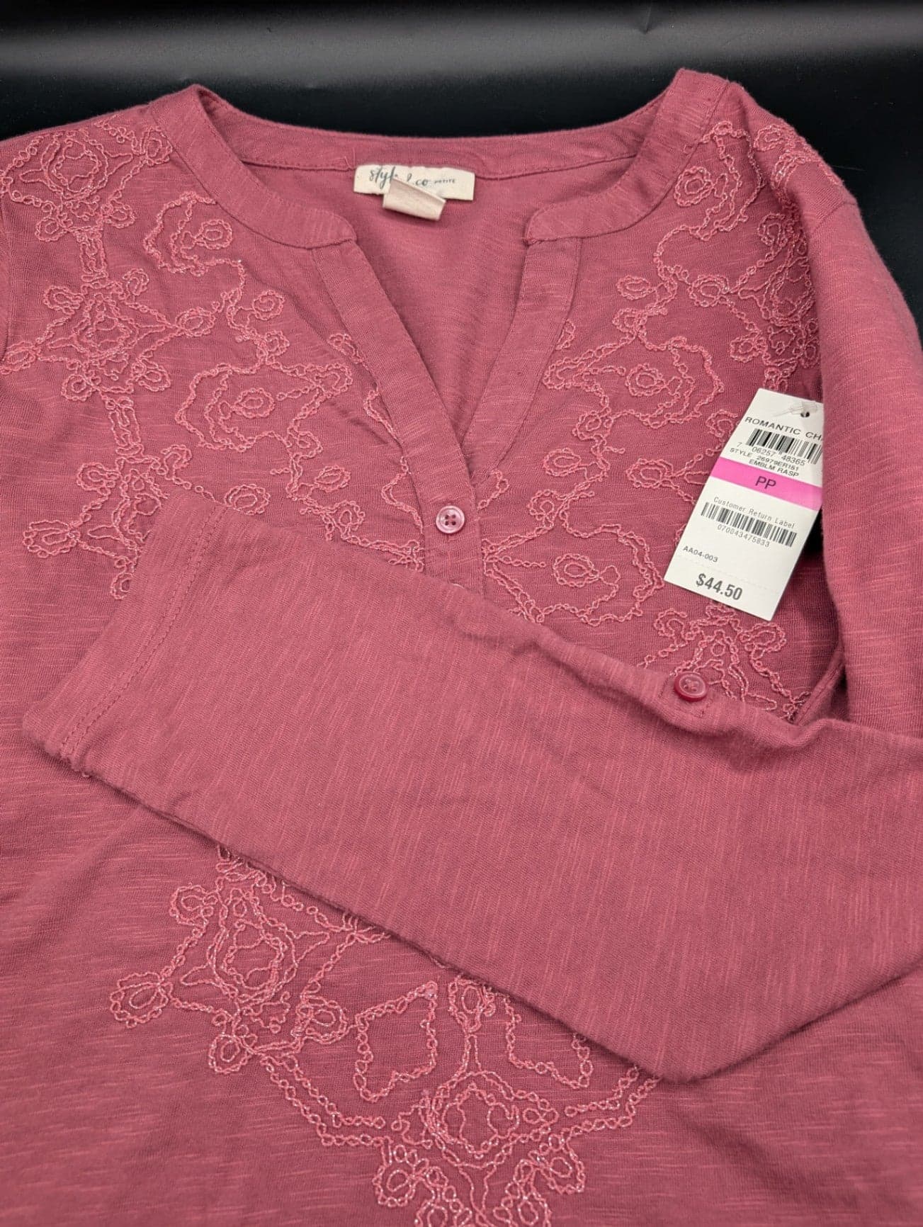 Style & Co. Raspberry Embroidered Shirt - Thumbnail 7