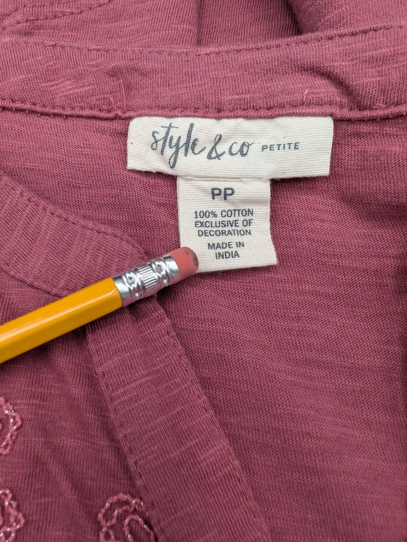 Style & Co. Raspberry Embroidered Shirt - Thumbnail 4