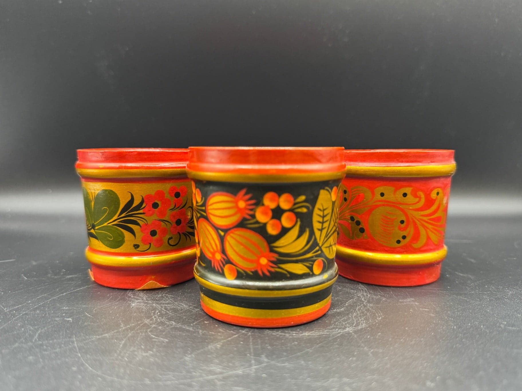 VTG Khokhloma Cups, Set of 3 - Thumbnail 2