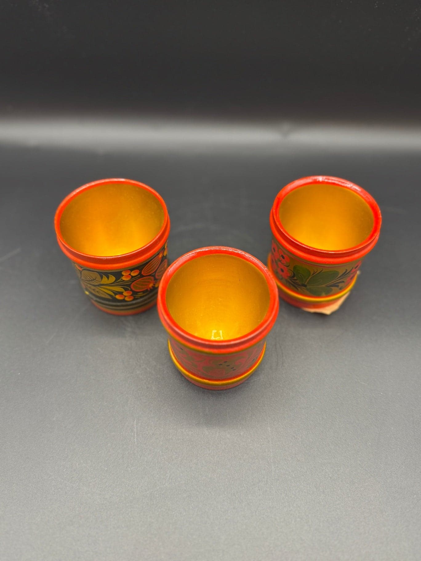VTG Khokhloma Cups, Set of 3 - Thumbnail 4