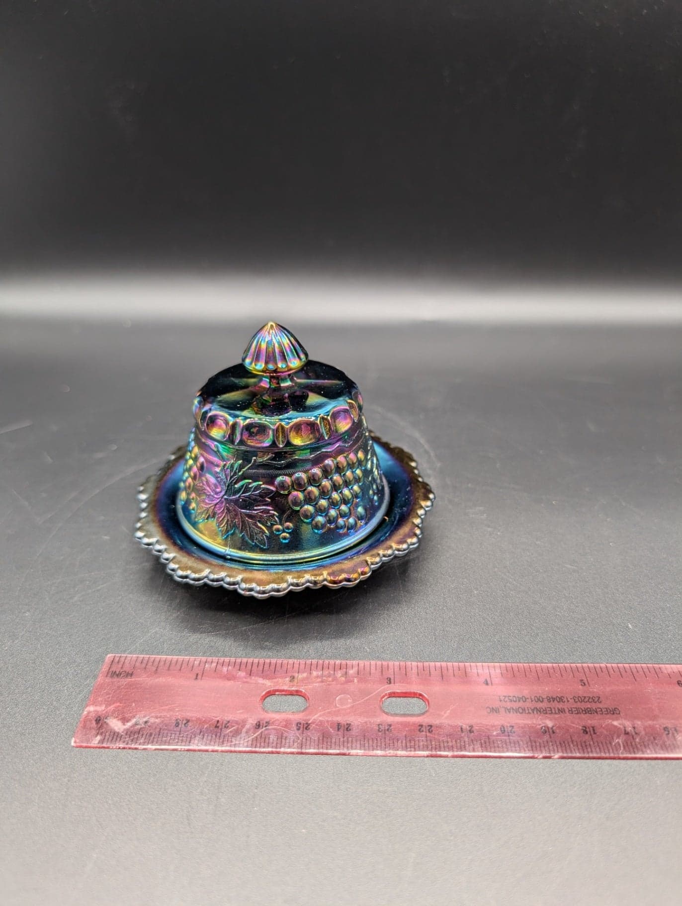 Mini Carnival Glass Butter Dish - Image 1