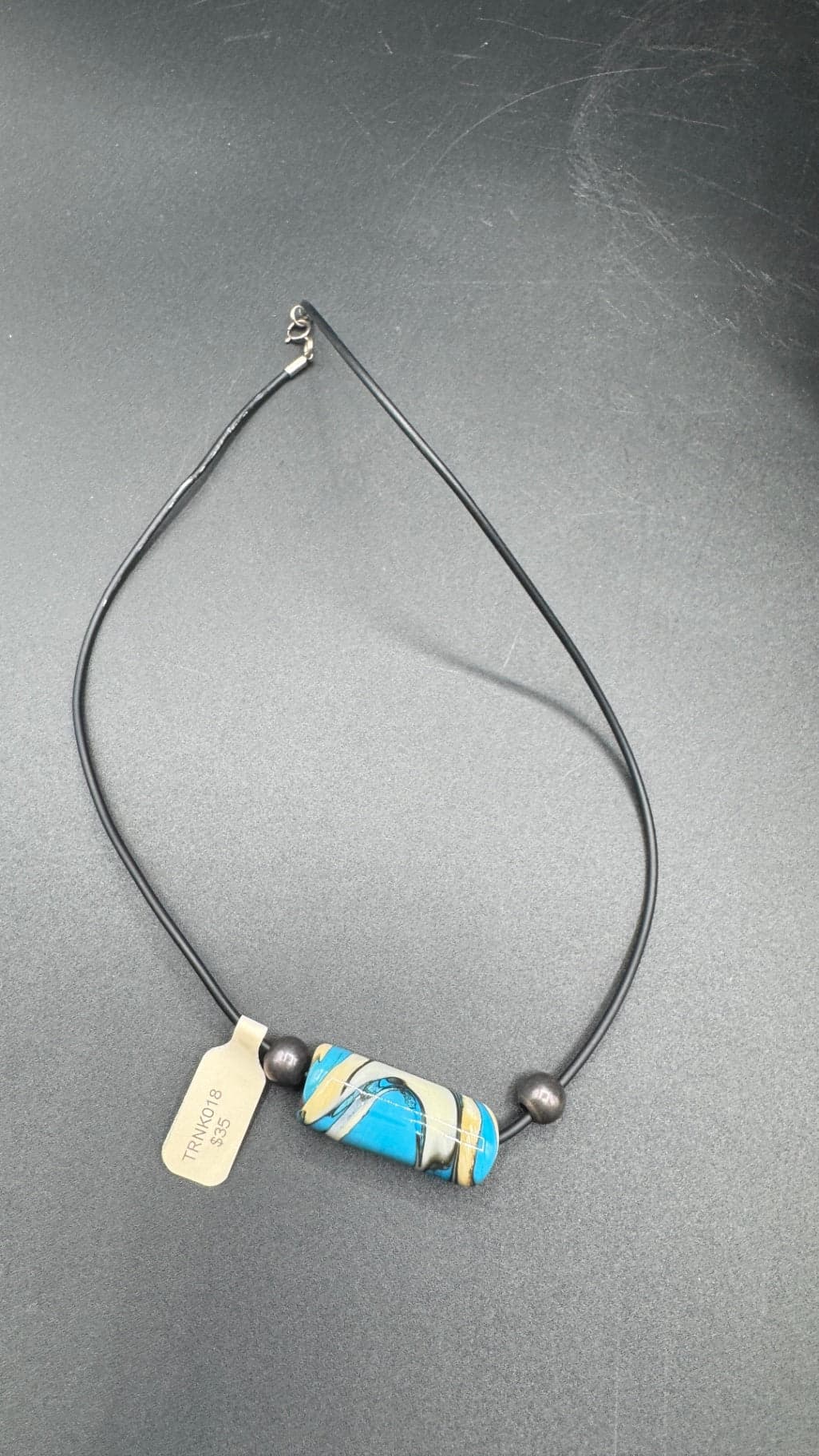 Blue and Ivory Barrel Necklace - Thumbnail 5