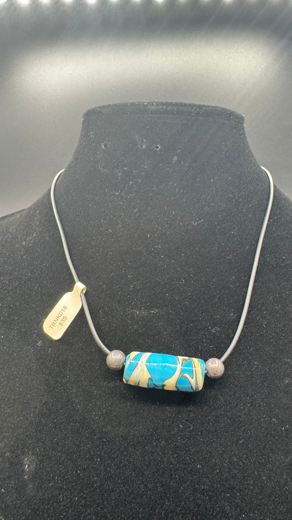 Blue and Ivory Barrel Necklace - Thumbnail 4