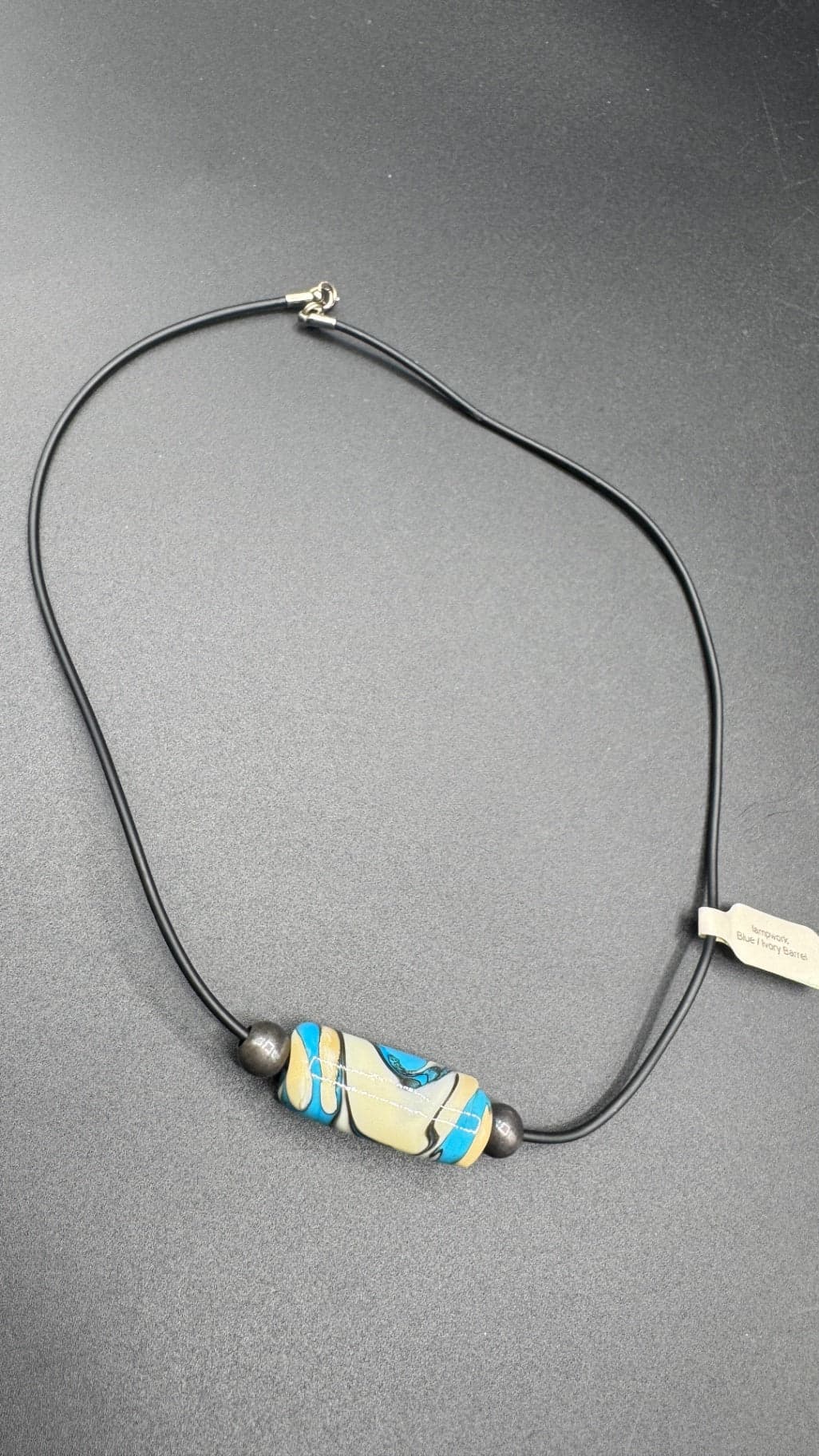 Blue and Ivory Barrel Necklace - Thumbnail 8