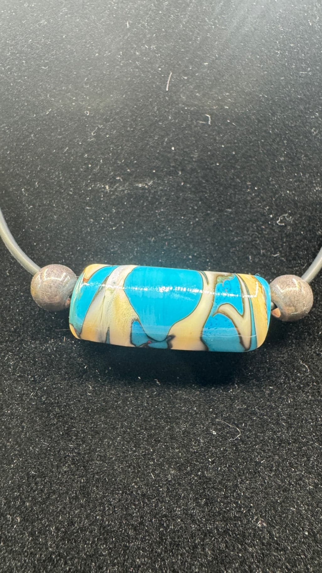 Blue and Ivory Barrel Necklace - Thumbnail 3