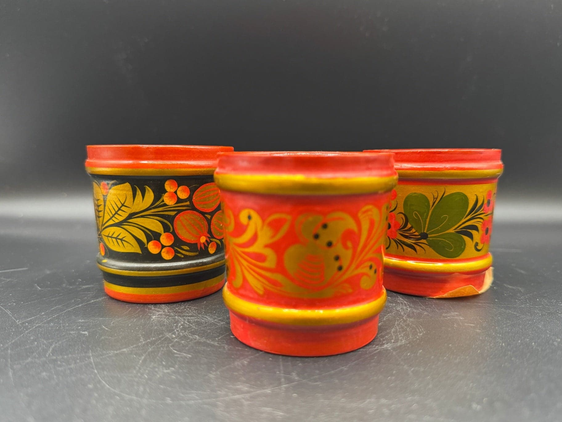 VTG Khokhloma Cups, Set of 3 - Thumbnail 3