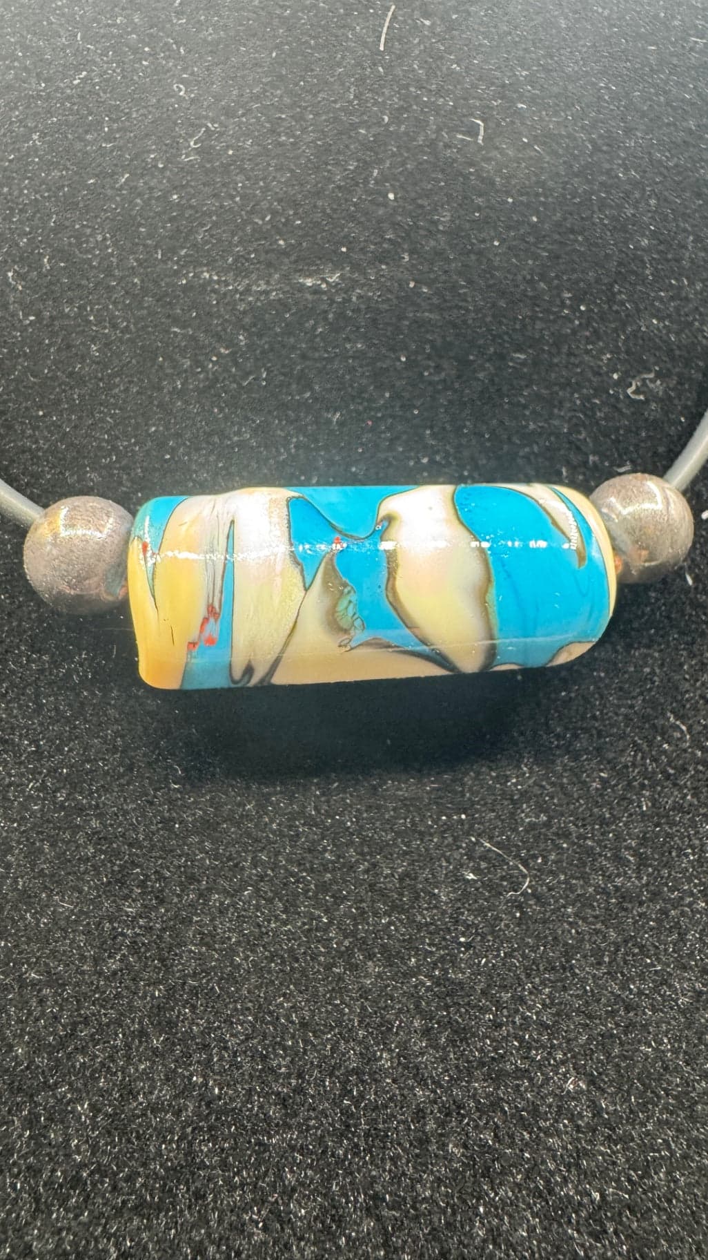 Blue and Ivory Barrel Necklace - Thumbnail 2