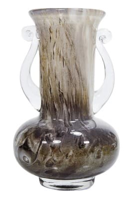 Vintage Blown Glass Brown Marbled Swirl Made In Italy Art Glass Handled Vase - Image 1