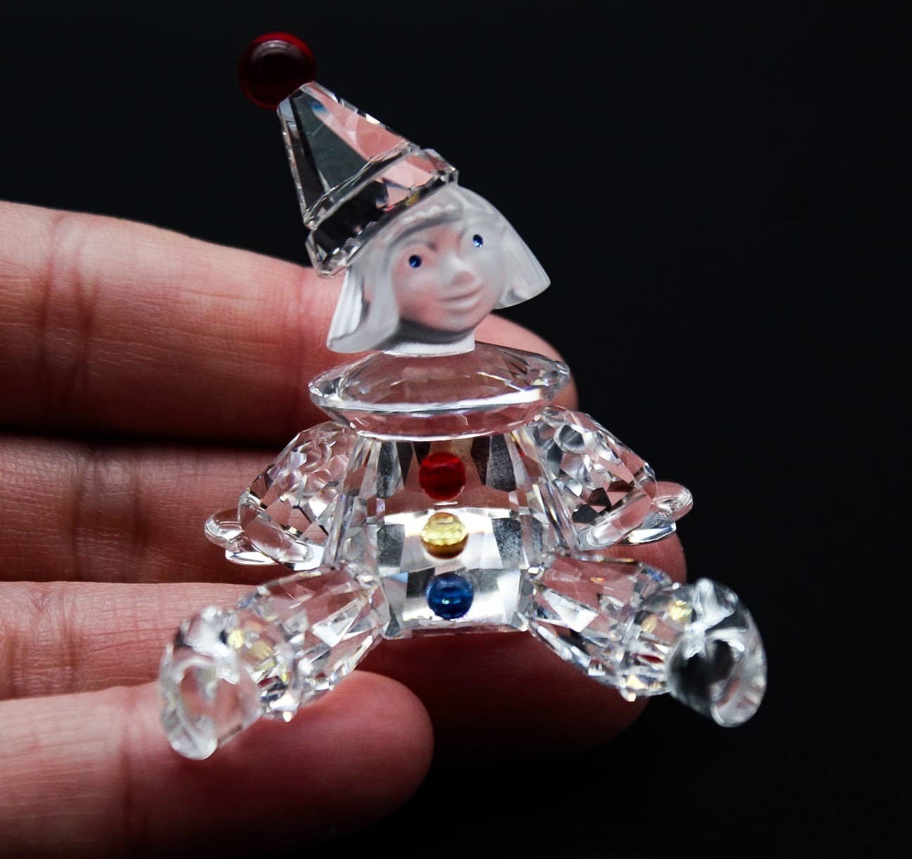 Swarovski Austria Fine Crystal Puppet Clown Retired Frosted Figurine #7550 - Thumbnail 2