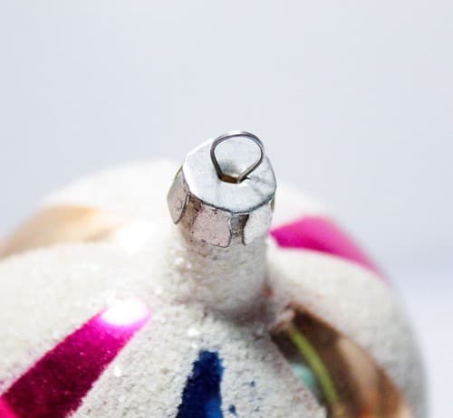 Vintage Mercury Round Beach Ball Blue Pink White Mica & Gold Glass Ornament - Thumbnail 4