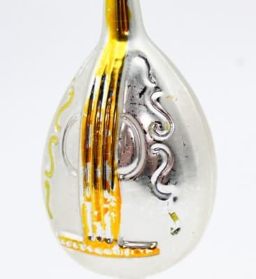 Vintage Silvered & Gold Mandolin Motif Instrument Glass Christmas Ornament - Thumbnail 2