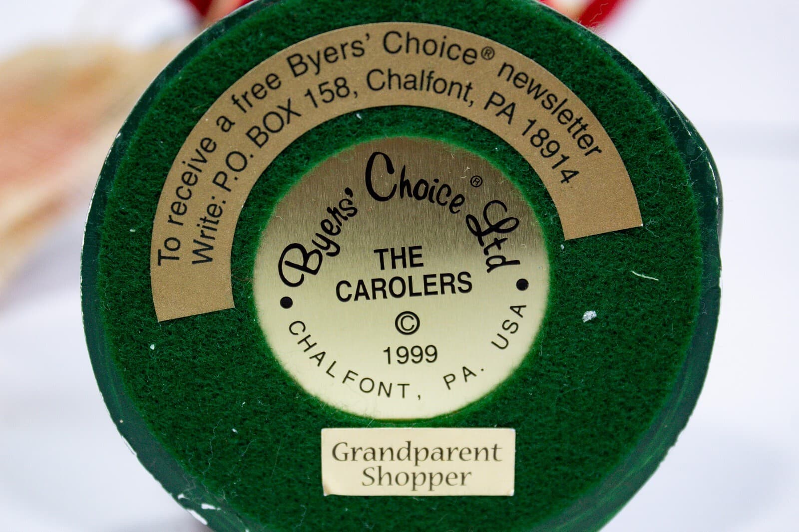 BYERS CHOICE Signed Caroler Grandparent Shopper Man Gifts Toys Horn Xmas Figure - Thumbnail 10