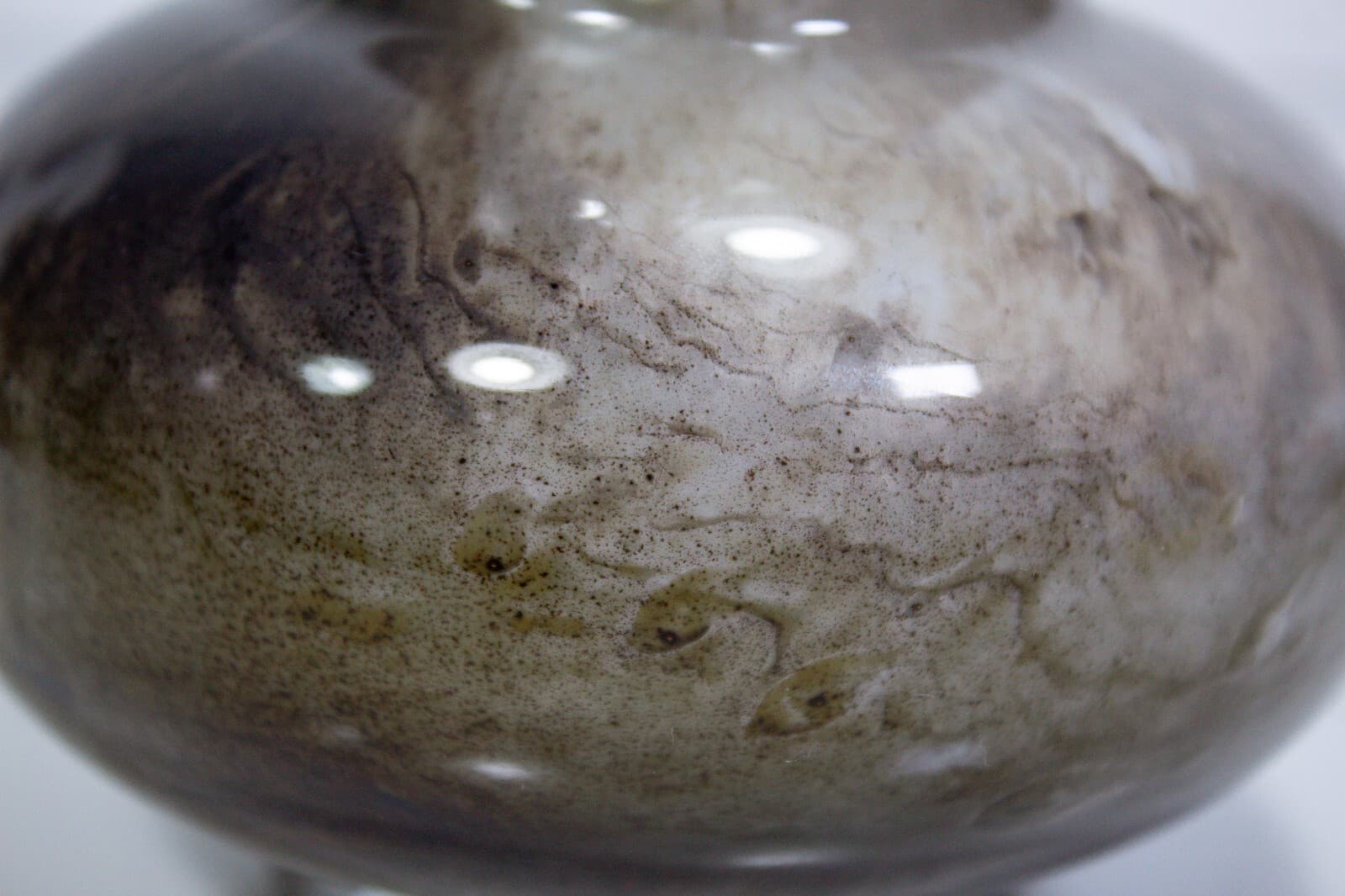 Vintage Blown Glass Brown Marbled Swirl Made In Italy Art Glass Handled Vase - Thumbnail 4