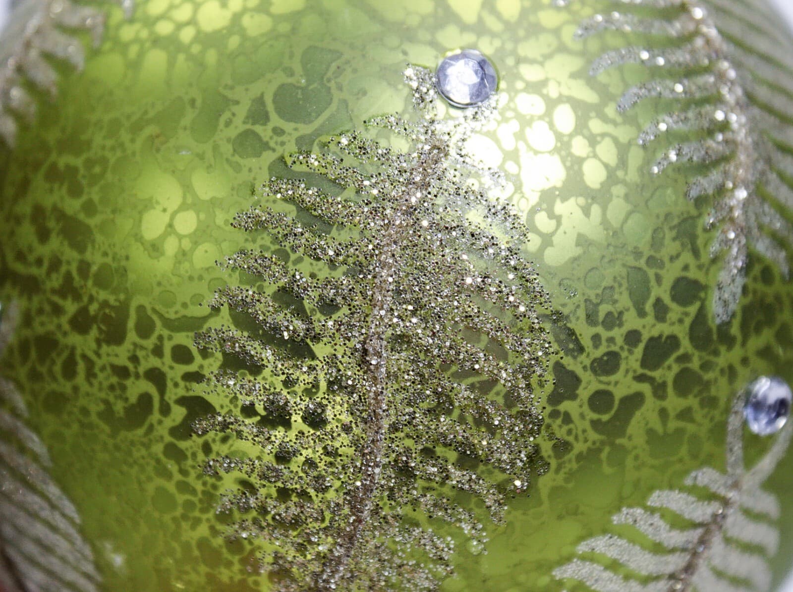 RAZ Imports Inc. Holiday Large Glass Green Leafs & Jeweled Christmas Ornament - Thumbnail 4
