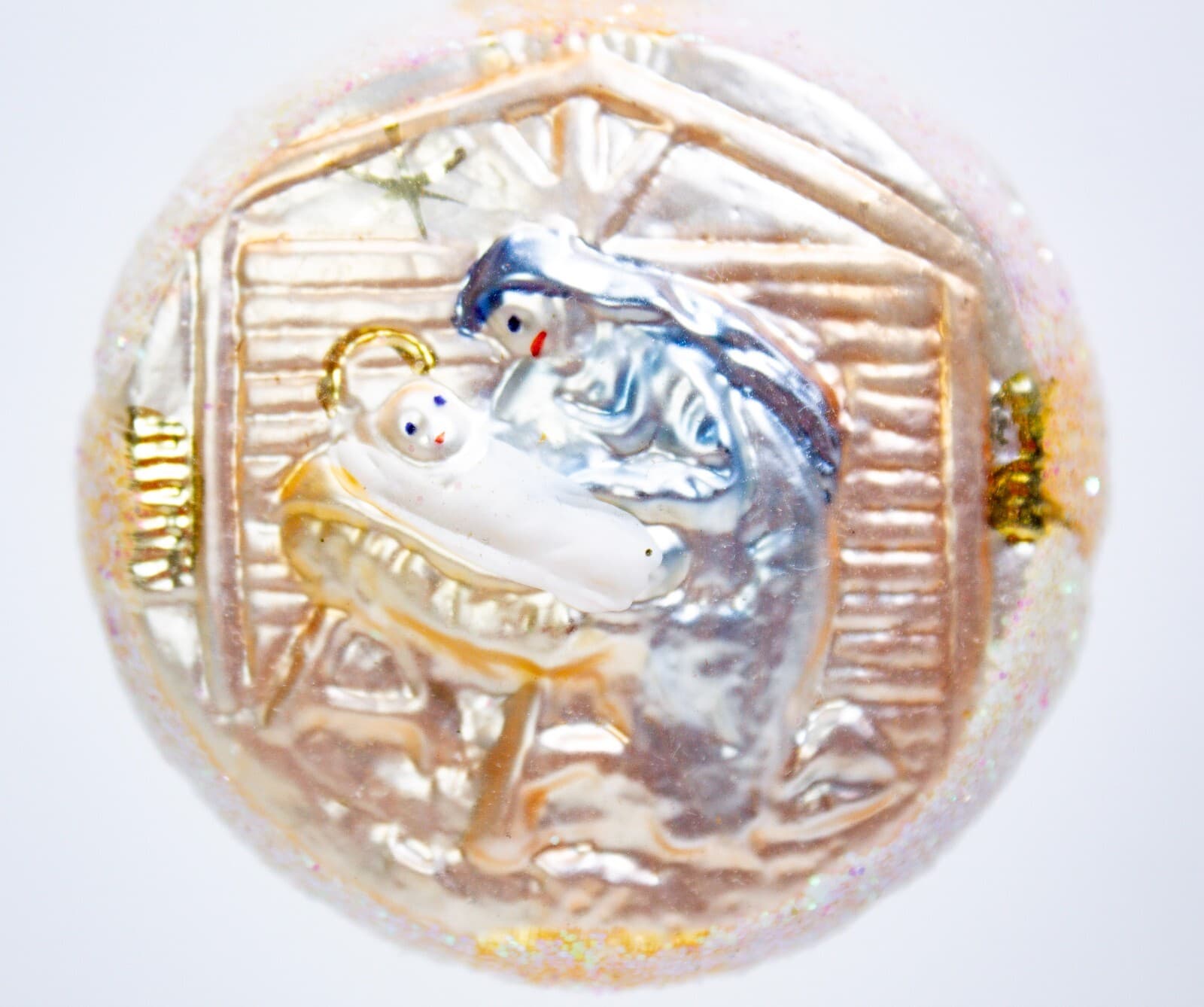 Vtg INGE-GLAS Madonna Child Nativity Decorative Old World Christmas Ornament - Thumbnail 2
