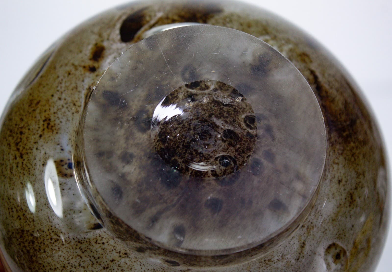 Vintage Blown Glass Brown Marbled Swirl Made In Italy Art Glass Handled Vase - Thumbnail 6