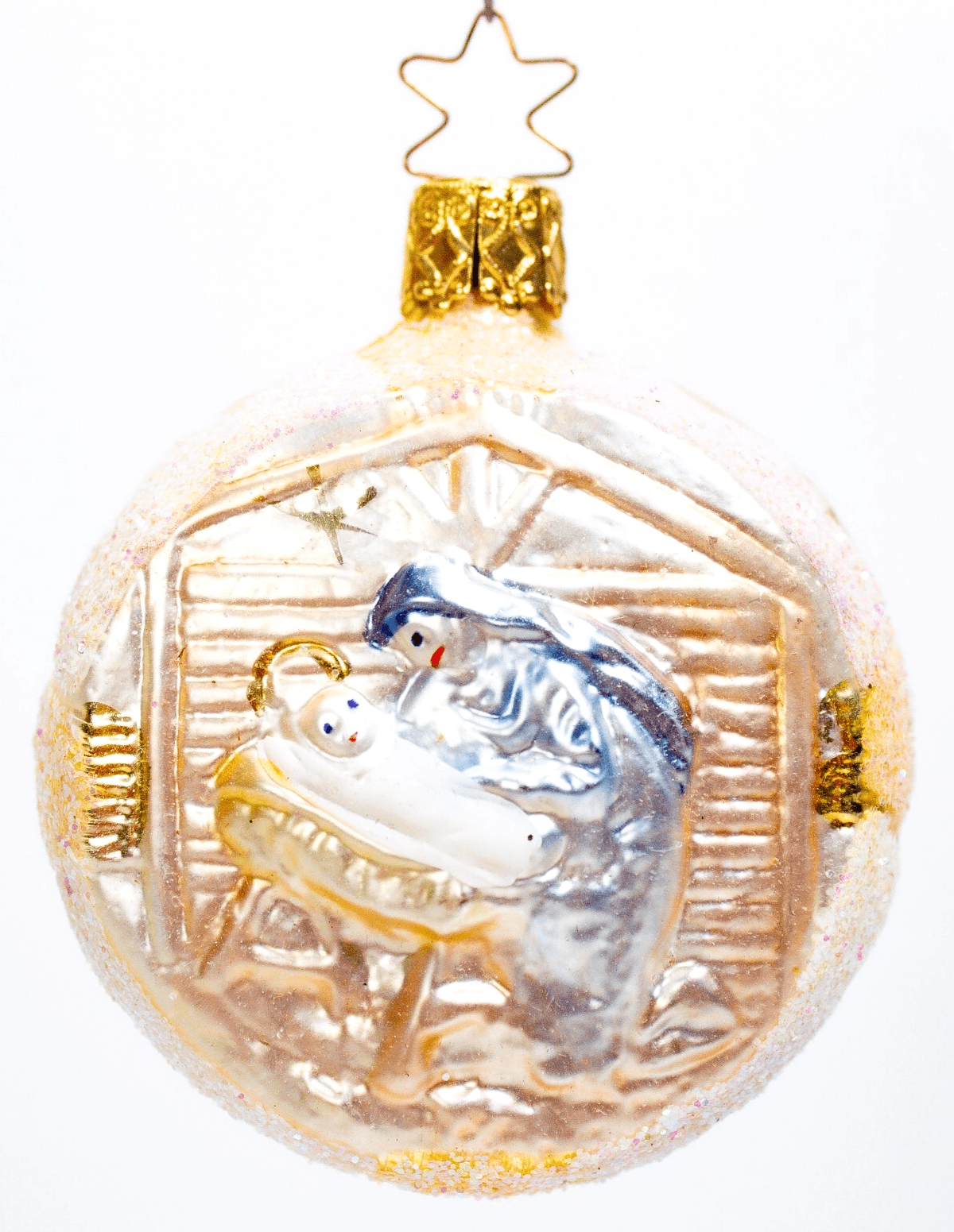 Vtg INGE-GLAS Madonna Child Nativity Decorative Old World Christmas Ornament - Image 1
