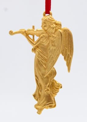 Lewis Stern LS Signed Gold Gilt Musical Angel Christmas Ornament Vintage - Thumbnail 6