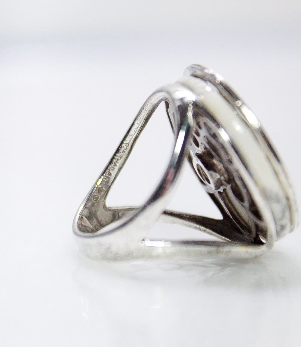 SILPADA Sterling Silver 925 White Gemstone Statement Cocktail Ring Size 7 - Thumbnail 6