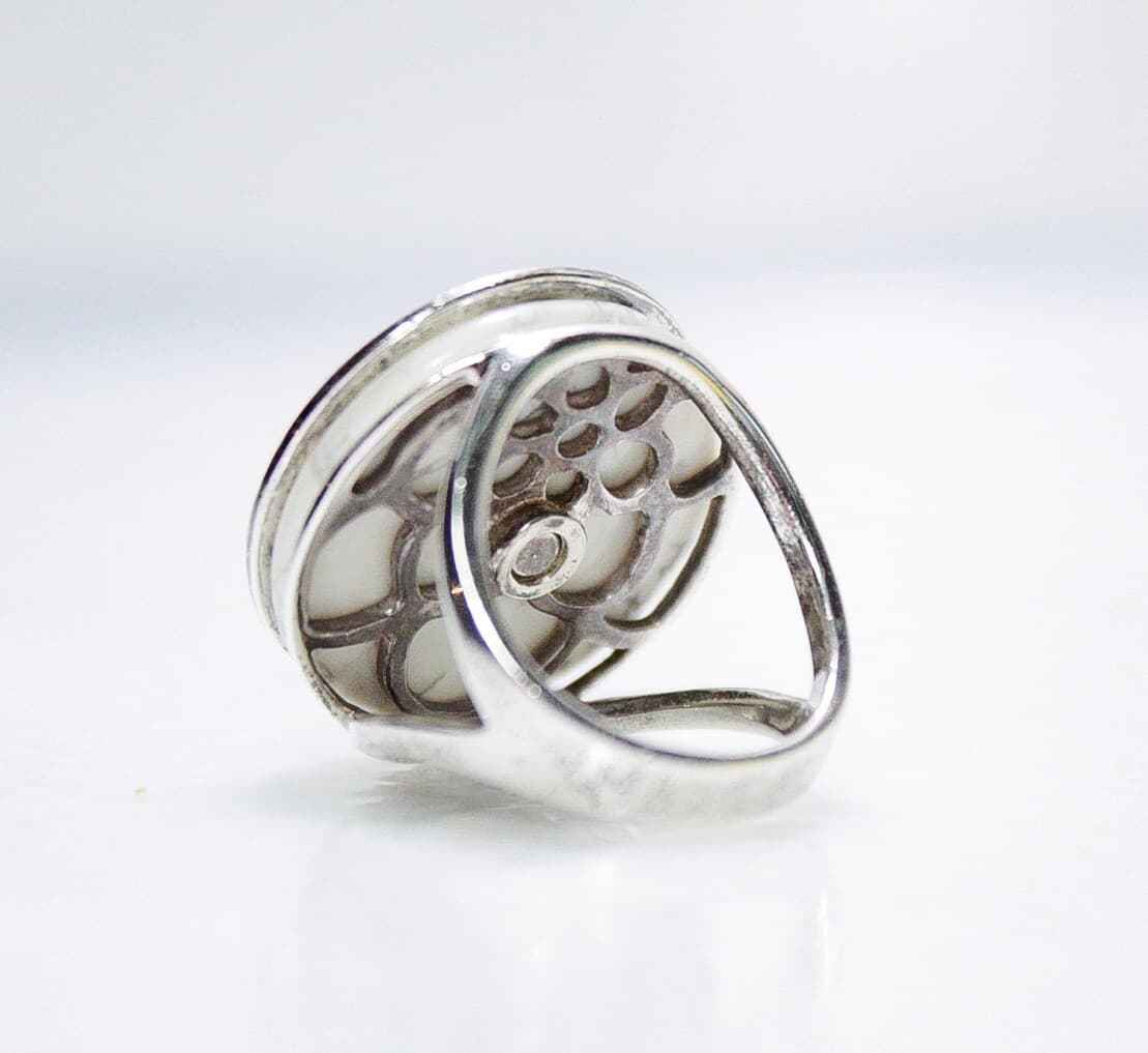 SILPADA Sterling Silver 925 White Gemstone Statement Cocktail Ring Size 7 - Thumbnail 4