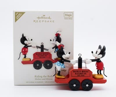 Hallmark Keepsake 2008 Riding The Rails Mickey & Minnie Christmas Ornament New - Thumbnail 2