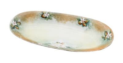 Antique Hand Painted Made in Germany Floral Porcelain Oval Serving Dish - Image 1