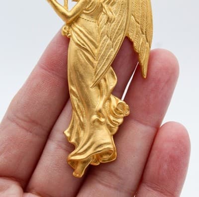 Lewis Stern LS Signed Gold Gilt Musical Angel Christmas Ornament Vintage - Thumbnail 5
