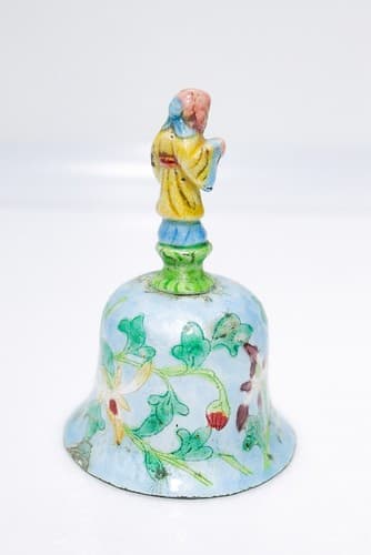 Antique Qing Dynasty Chinese Floral Enamel Bell Taoist Immortal Figure - Thumbnail 5