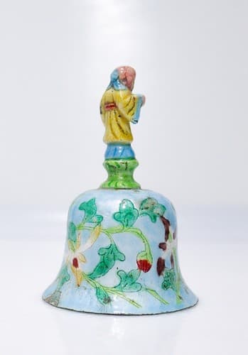Antique Qing Dynasty Chinese Floral Enamel Bell Taoist Immortal Figure - Thumbnail 2