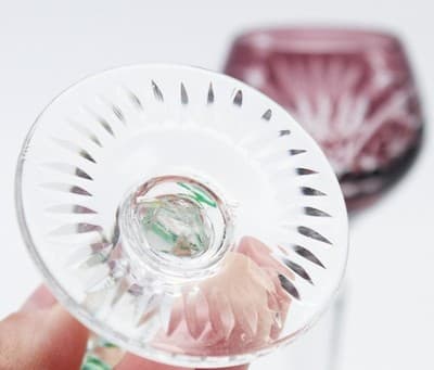 2 Nachtmann Bohemian Purple & Green Cut To Clear Crystal Cordial Glasses - Thumbnail 5