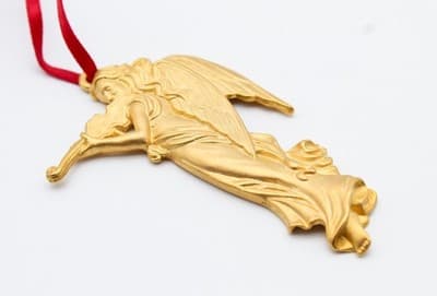 Lewis Stern LS Signed Gold Gilt Musical Angel Christmas Ornament Vintage - Thumbnail 2