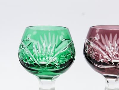 2 Nachtmann Bohemian Purple & Green Cut To Clear Crystal Cordial Glasses - Thumbnail 4
