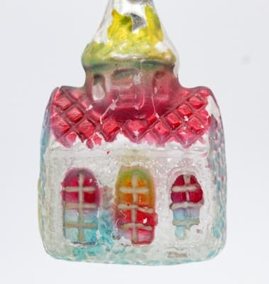 Antique Germany Mercury Glass Hand Painted Church Motif Christmas Ornament - Thumbnail 3