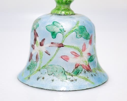 Antique Qing Dynasty Chinese Floral Enamel Bell Taoist Immortal Figure - Thumbnail 4
