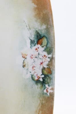 Antique Hand Painted Made in Germany Floral Porcelain Oval Serving Dish - Thumbnail 4