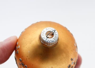 Shiny Brite Gold Colored Black Mica Decorated Glass Christmas Ornament Vintage - Thumbnail 3