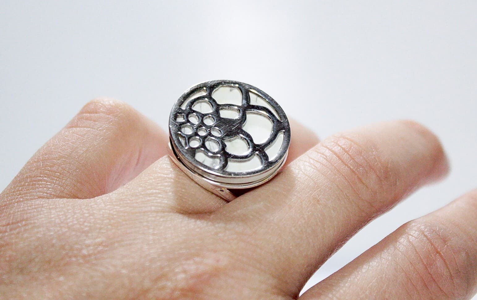 SILPADA Sterling Silver 925 White Gemstone Statement Cocktail Ring Size 7 - Thumbnail 7