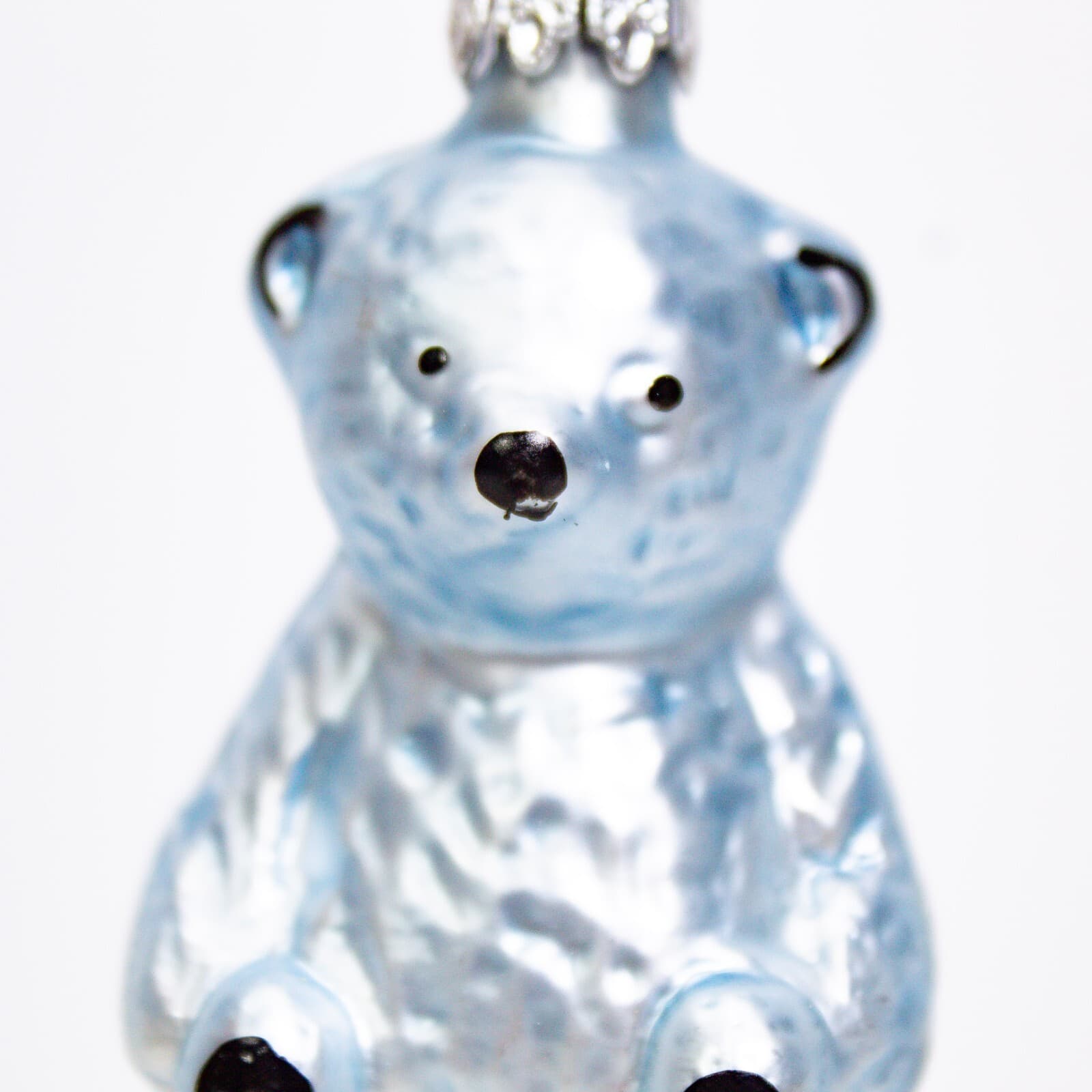 Vintage Made In Germany Glass Blue Bear Decorative Christmas Ornament - Thumbnail 3