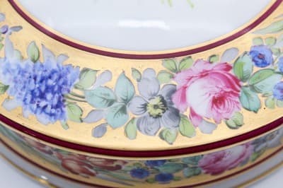 Limoges France Antique Fait A La Main Floral Gold Gilt Porcelain Round Box - Thumbnail 5