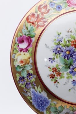 Limoges France Antique Fait A La Main Floral Gold Gilt Porcelain Round Box - Thumbnail 6
