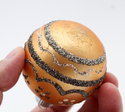Shiny Brite Gold Colored Black Mica Decorated Glass Christmas Ornament Vintage - Thumbnail 4