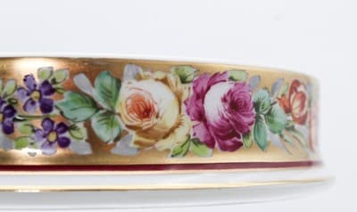 Limoges France Antique Fait A La Main Floral Gold Gilt Porcelain Round Box - Thumbnail 9