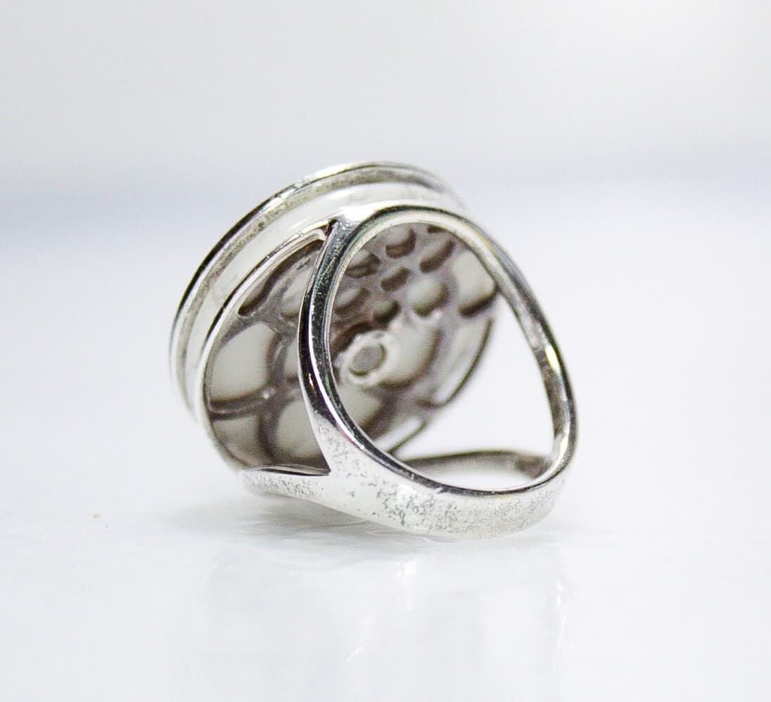 SILPADA Sterling Silver 925 White Gemstone Statement Cocktail Ring Size 7 - Thumbnail 5